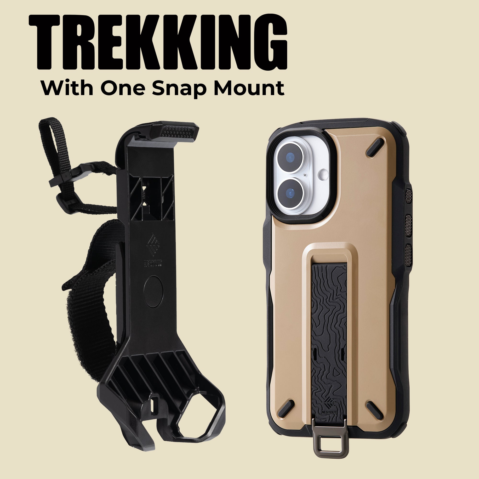 Trekking with One Snap Mount by NESTOUT in Beige | What's in the box iPhone Case