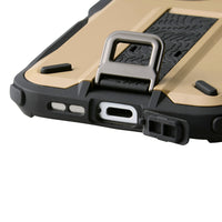 beige and black iphone case with waterproof port cover and lanyard hook