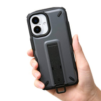 grey rugged bumper iphone 16 case and one snap stand mount | NESTOUT Phone Case