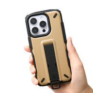 beige rugged bumper iphone 16 pro case and one snap stand mount | NESTOUT Phone Case