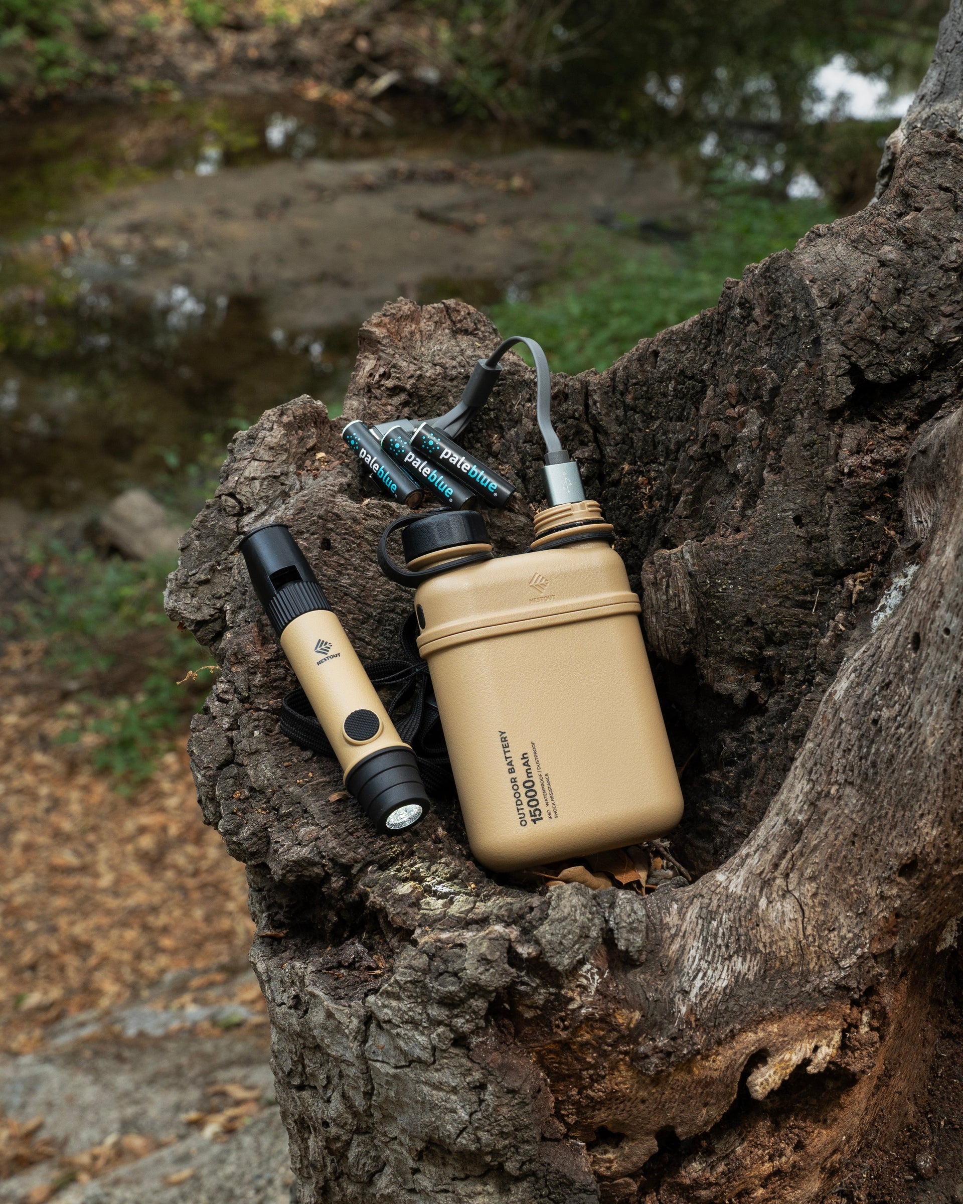 Power Smarter on the Trail: Pale Blue AAA Batteries + NESTOUT Gear
