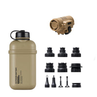 10000mah power bank with air pump and mattress adapters on white background