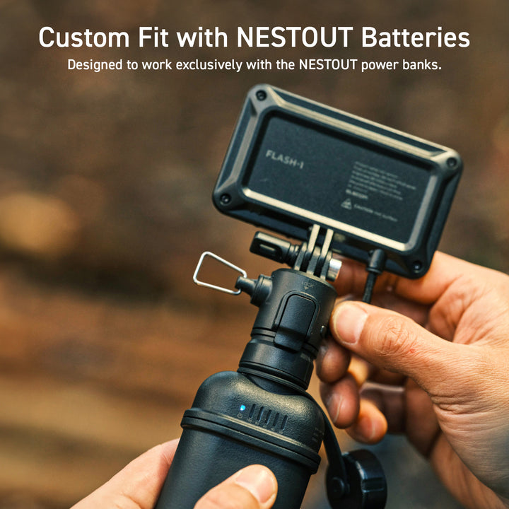 rectangle flashlight accessory for NESTOUT's portable battery | camping accessories you need | custom fit design for nestout batteries 