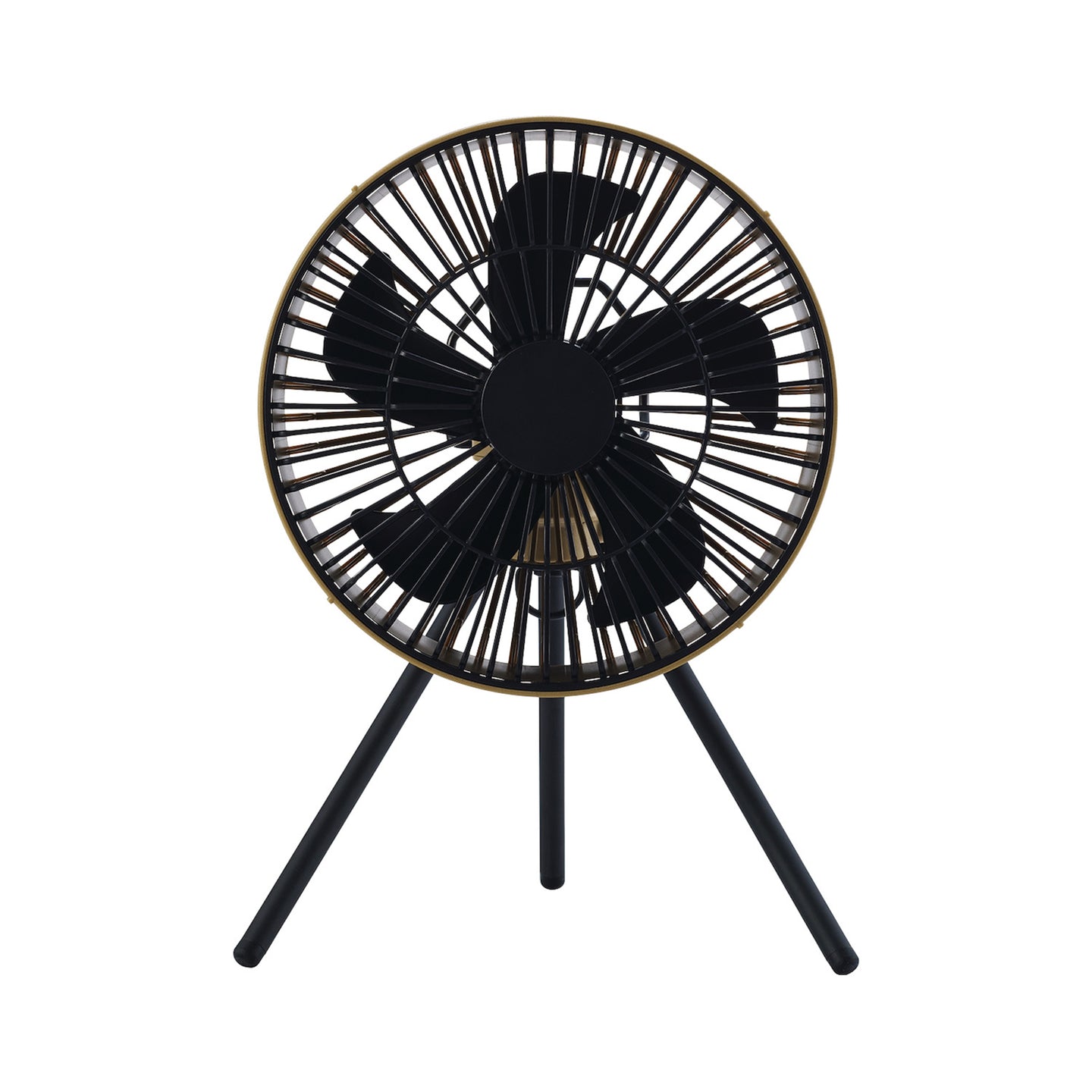 front hero shot of nestout beige fan with black tripod attached