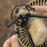 image of tripod thread nestout beige fan with black tripod attached