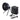 3/4 hero shot of nestout black fan kit with black tripod attached padded carrying case spacer and heavy duty metal clamp