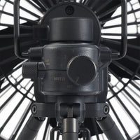 image of breeze knob of nestout black fan with black tripod attached