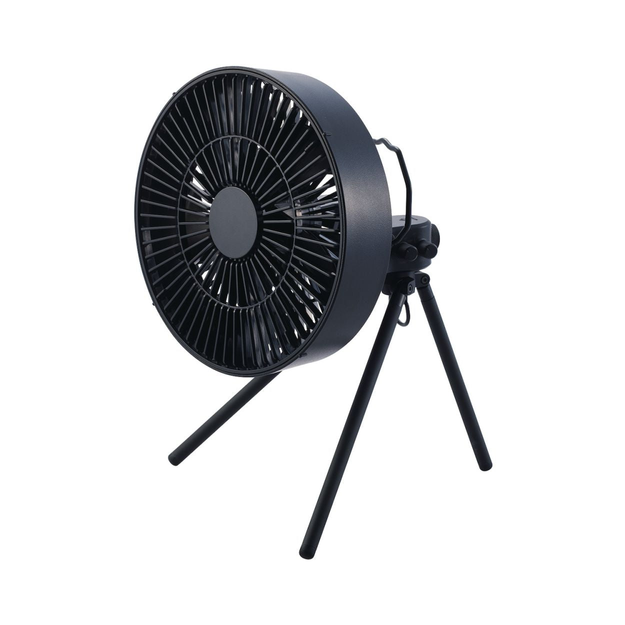 image of black fan with white background | outdoor fan powered by a power bank to be ultra portable and ready for adventure