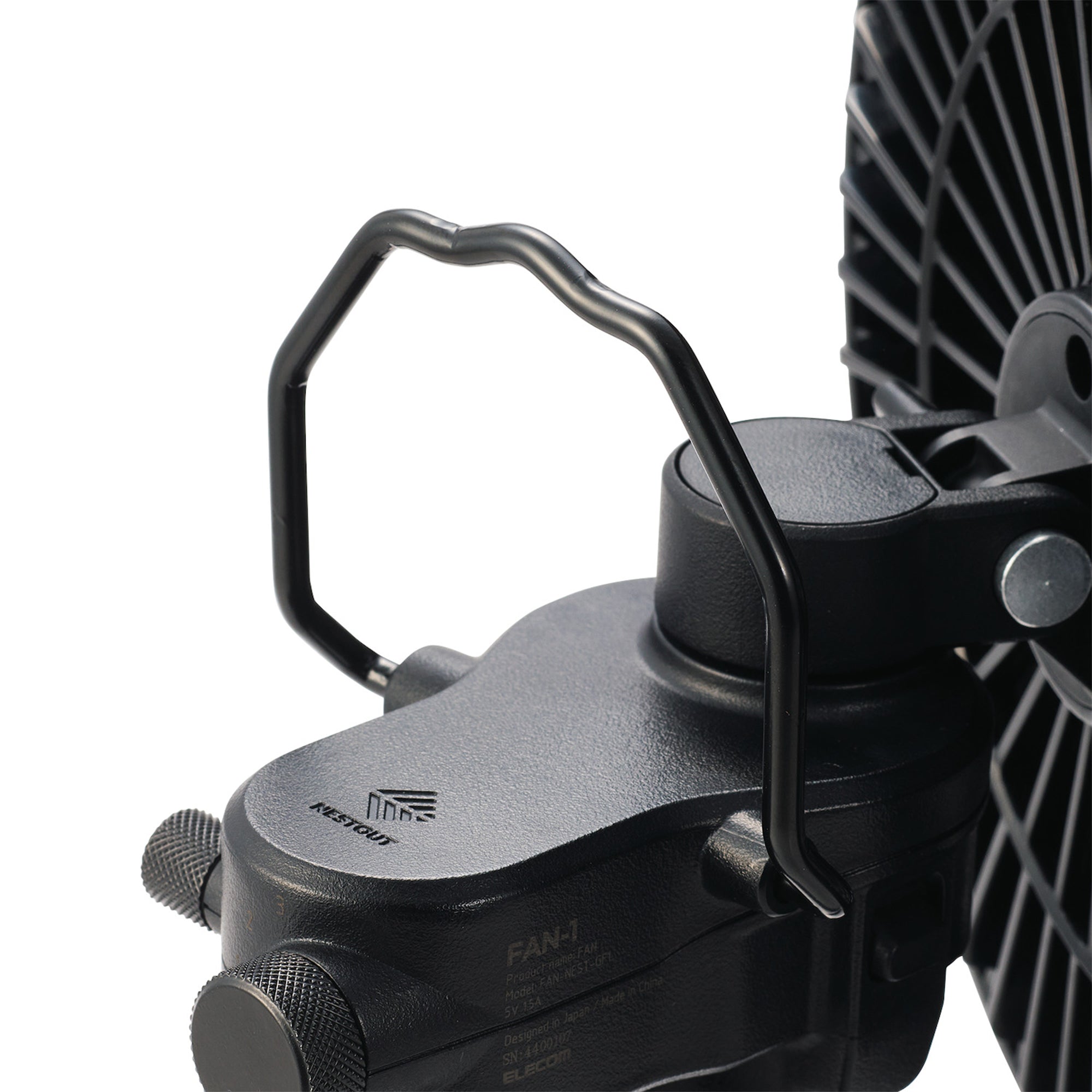 photo of the metal hanging hook on the nestout black fan