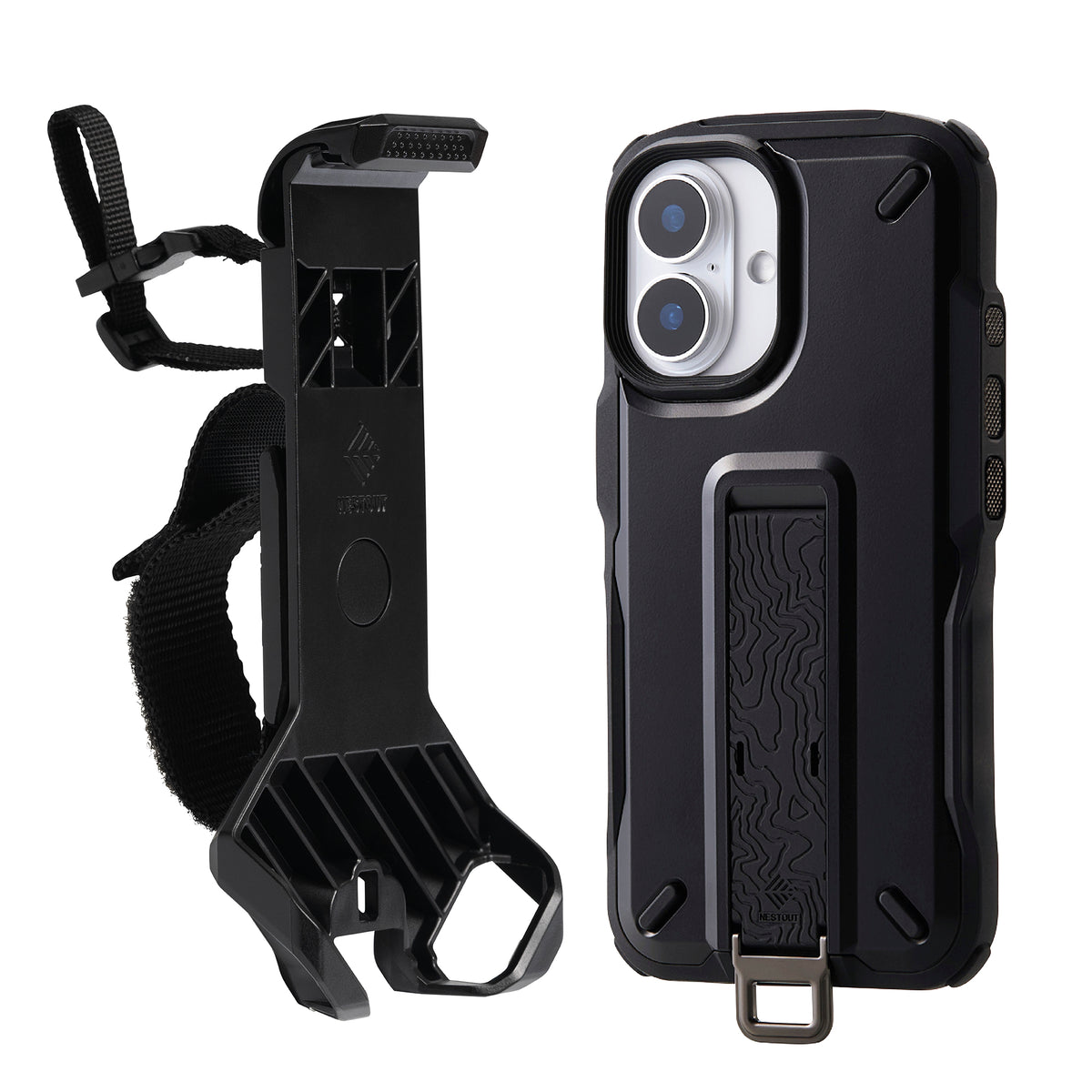 iphone case with quick release mount on white background