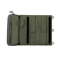 image of the backside of nestout olive green 2 solar panel unfolded open
