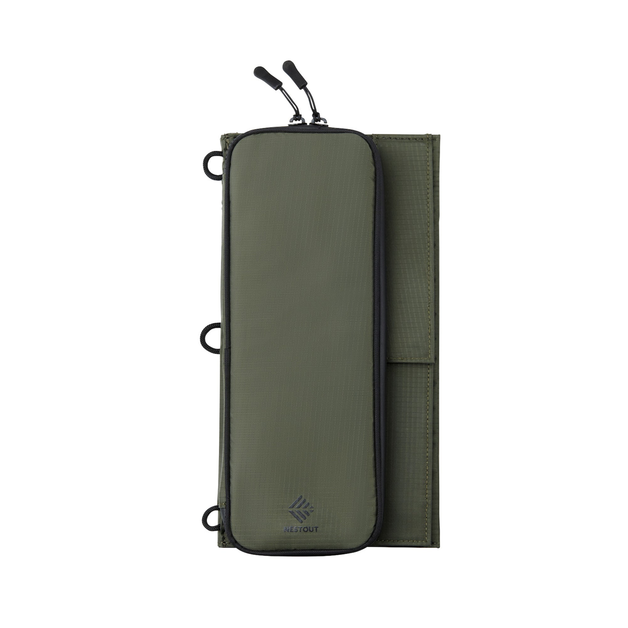 image of the nestout olive green 2 solar panel folded closed