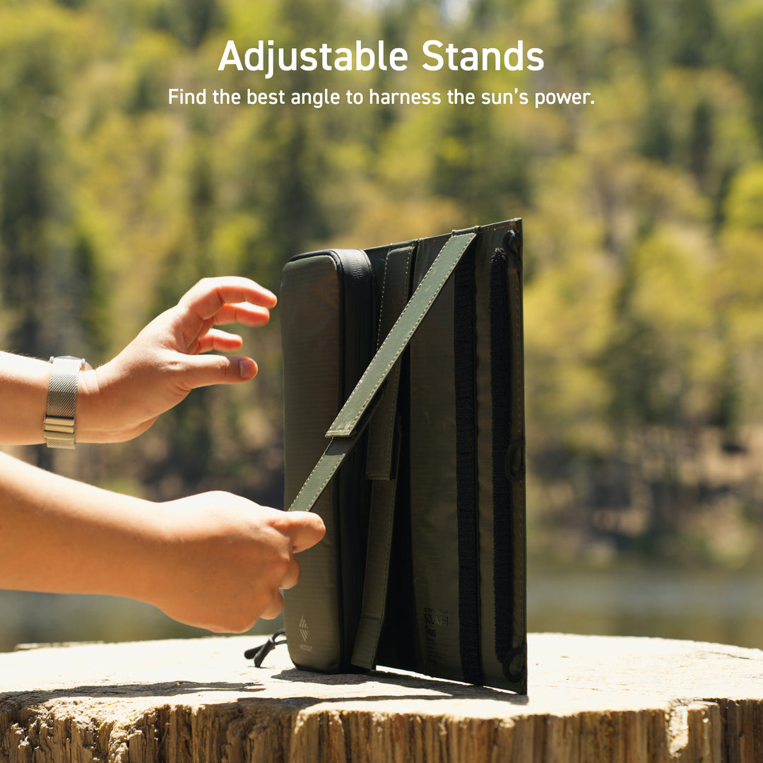 adjustable stands | angle your solar panels toward the sun to maximize charging | NESTOUT Better Being | ELECOM Outdoors products