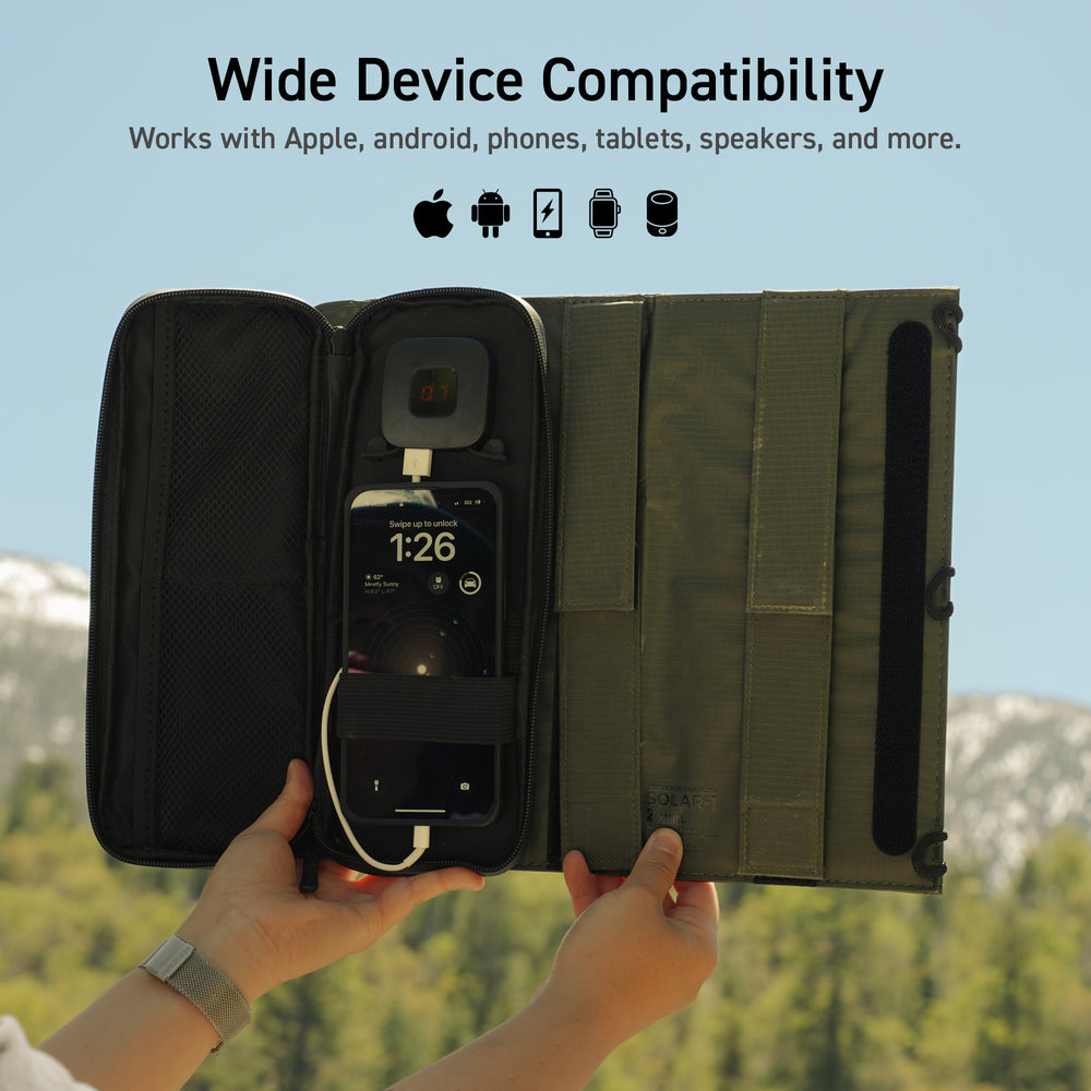 wide device compatibility: NESTOUT solar chargers work well with android, Apple iPhones, mobile devices, tablets, speakers, and more | portable generator for backpackers