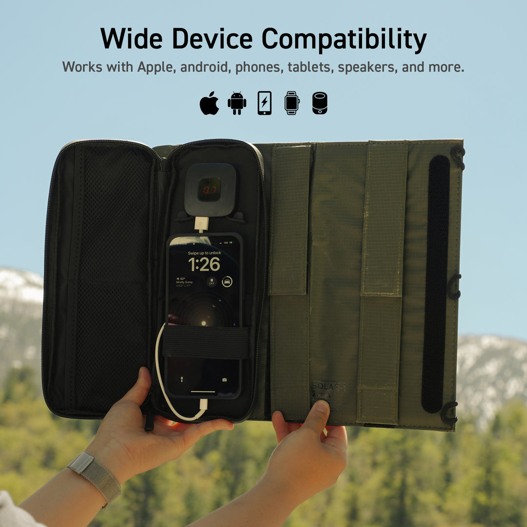 wide device compatibility: NESTOUT solar chargers work well with android, Apple iPhones, mobile devices, tablets, speakers, and more | portable generator for backpackers