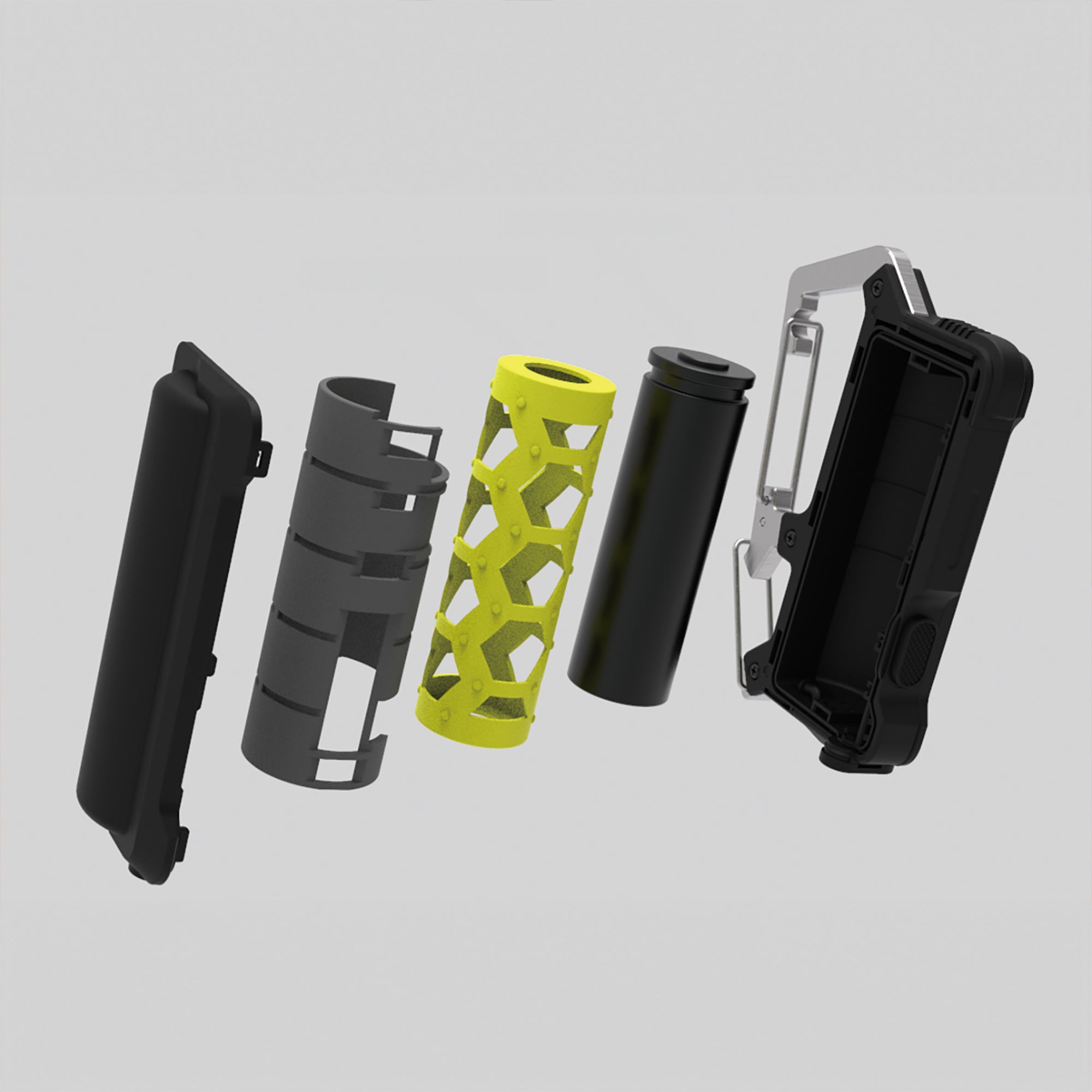 image of the structure layers of the nestout beige 5000n carabiner battery