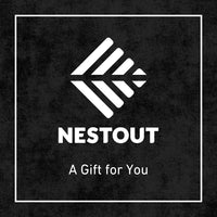 black rugged textured graphic with white thin line border, nestout logo in the middle, and the phrase "a gift for you" | this graphic is for the NESTOUT eGift card product for use at nestout.com only 