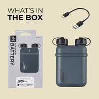 What's in the box image showing 15000mah battery and usb charging cable