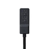 A black remote controller for the heating pad with a power button and indicator lights for Low, Mid, High, and BOOST settings, plus a timer button with lights for 60, 120, 240 minutes and SLEEP mode, shown on a plain white background.