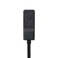 A black remote controller for the heating pad with a power button and indicator lights for Low, Mid, High, and BOOST settings, plus a timer button with lights for 60, 120, 240 minutes and SLEEP mode, shown on a plain white background.