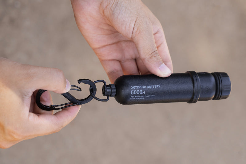 5k power bank with d-ring and carabiner attached