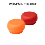 red and orange filters for the lamp attachment on a white background