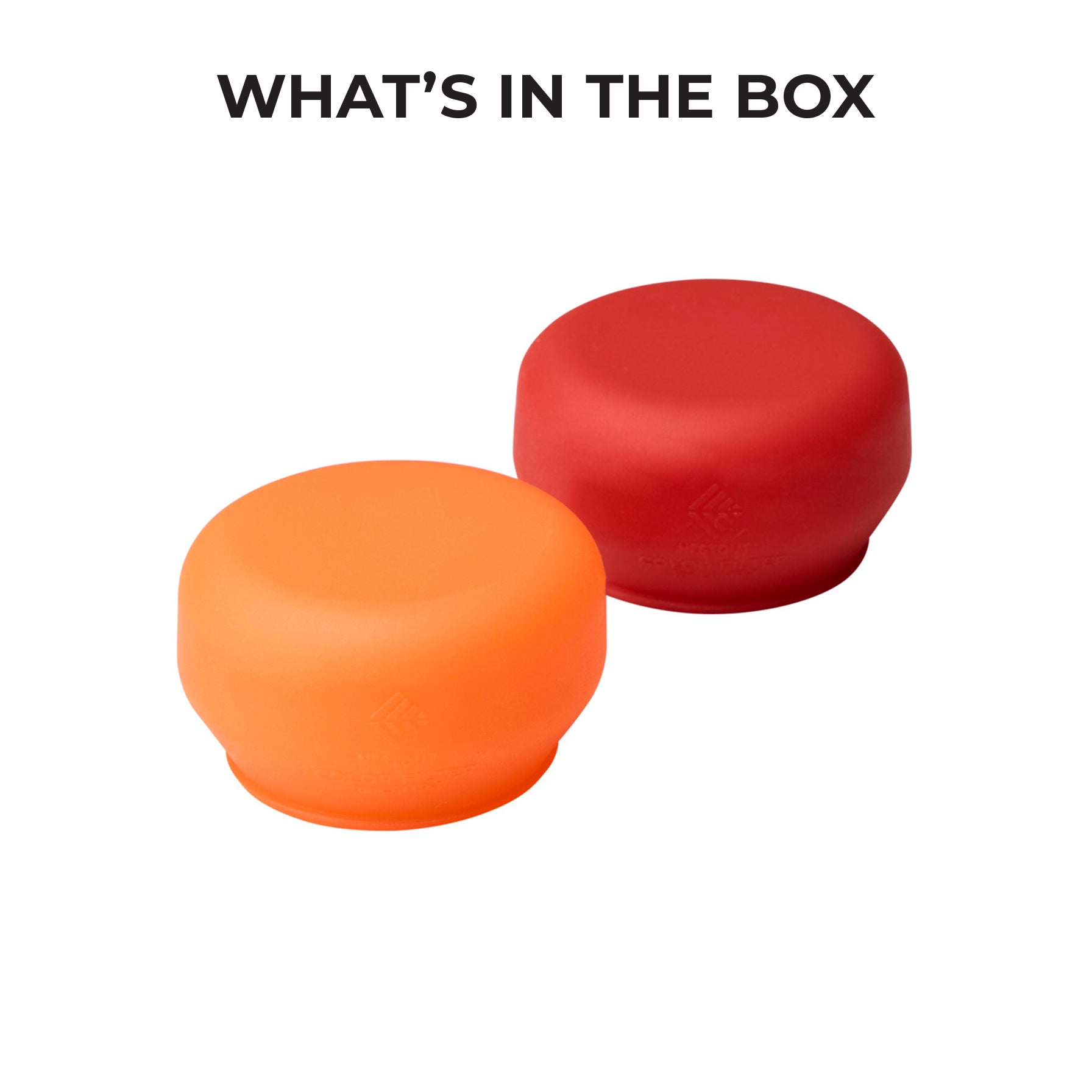 red and orange filters for the lamp attachment on a white background