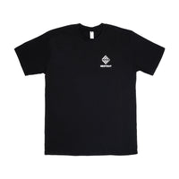 Black t-shirt with a white NESTOUT logo on a white background