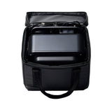 image of nestout black 700N power station inside black carrying case with the top unzipped | ultra lightweight and compact | cooling system with thermistor and washable air filter | 700W output 1300W surge | versatile 7-device charging
