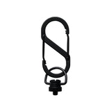 Black battery mount carabiner on a white background