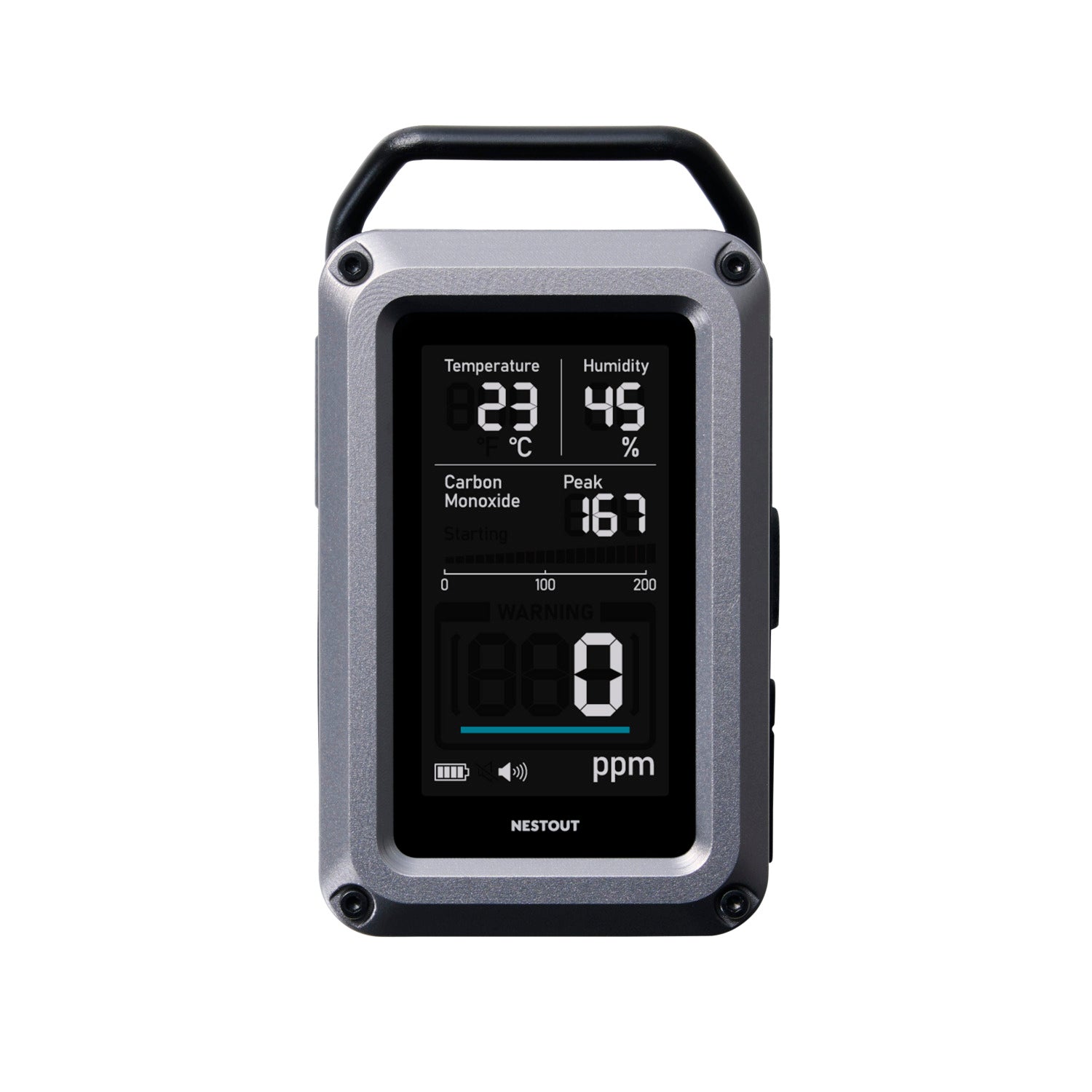 Portable co monitor with digital display on a white background