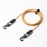 Beige usb-c to usb-c charging cable with hanging hooks, waterproof cap covers, and cord clip 6 foot