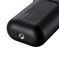 image of the bottom thread of black colored cylinder battery pack | Features military IP67 rating | stores up to 10000N of power | rugged waterproof design | compact size | versatile charging | to be used with NESTOUT solar panels, fans, lamps, and flashes