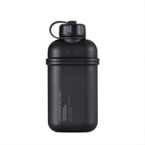hero shot of nestout 10k black colored cylinder battery pack with military IP67 rating | stores up to 10000N of power | rugged waterproof design | compact size | versatile charging | to be used with NESTOUT solar panels, fans, lamps, and flashes
