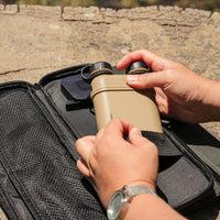 Beige NESTOUT 15000mAh battery pack stored in the NESTOUT solar panel