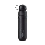 hero shot of nestout 5k black colored cylinder battery pack with military IP67 rating | stores up to 5000N of power | rugged waterproof design | compact size | versatile charging | to be used with NESTOUT solar panels, fans, lamps, and flashes