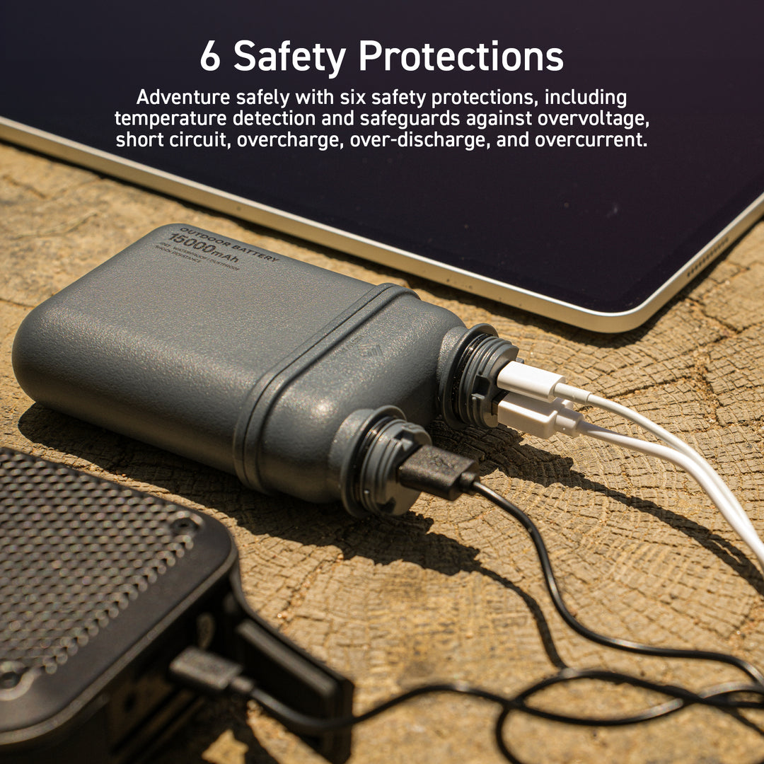 6 safety protections are built into NESTOUT outdoor batteries: temperature detection, overvoltage, short circuit, overcharge, over-discharge, and overcurrent